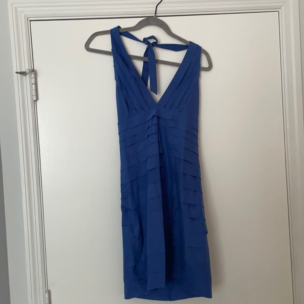 BCBG BLUE RUFFLE DRESS